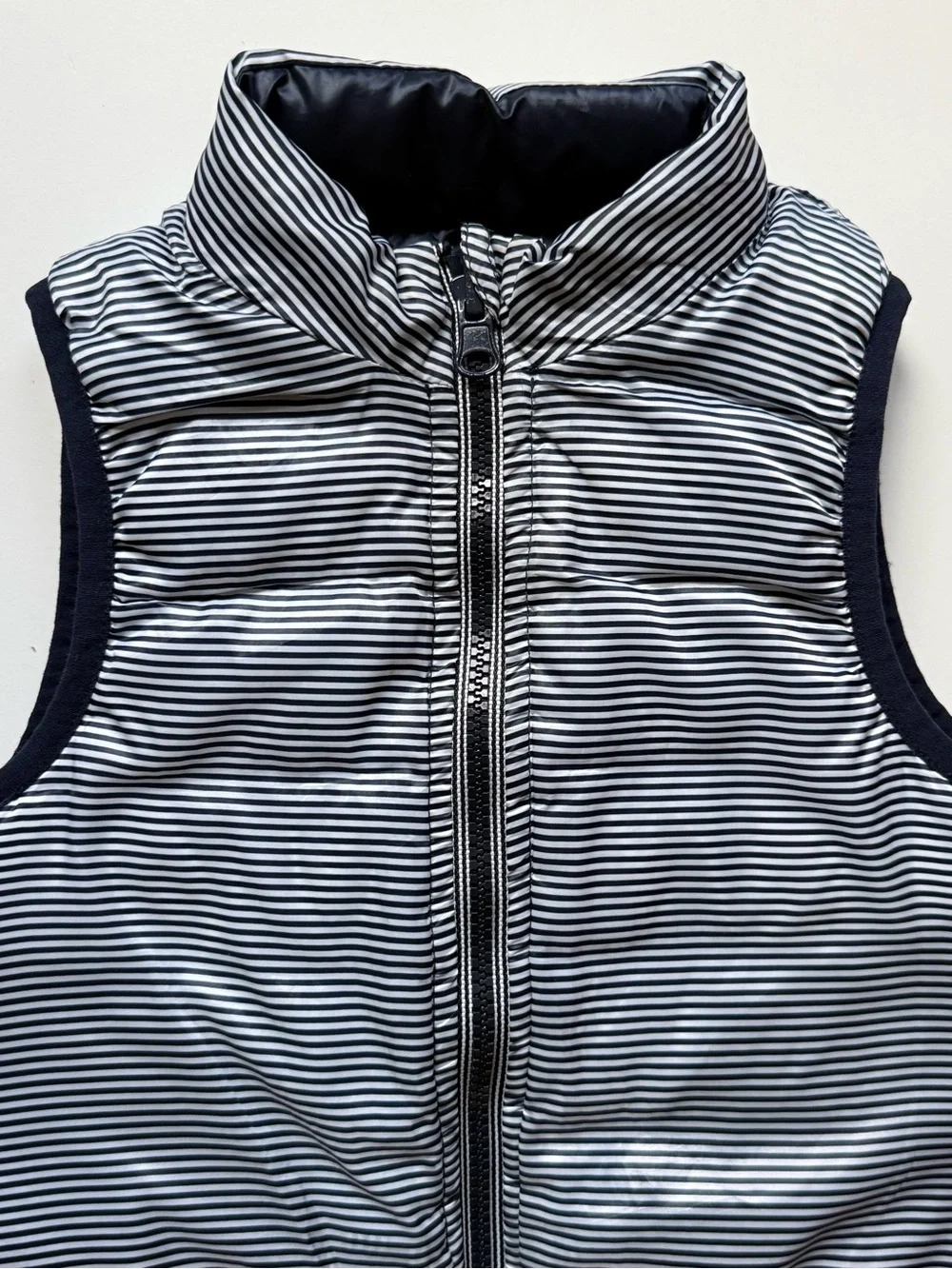 Petit Bateau Baby Unisex Reversible Quilted Puffer Vest - Navy & White - 18M